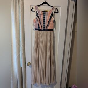 Maeve Striped Midi Dress - Pink, Navy, and Cream